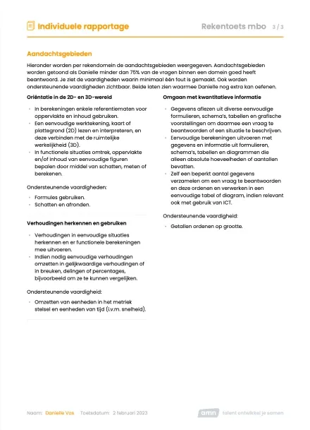 Rapportage Rekentoets MBO voorbeeld