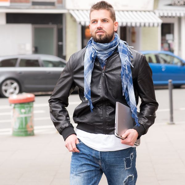 man with laptop flipped